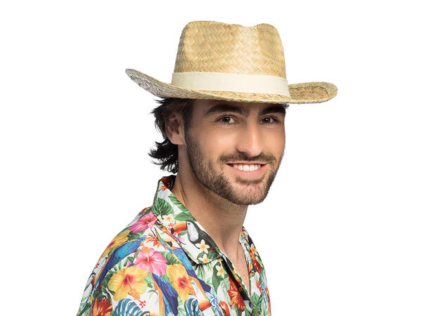 Sommerhatt - Strå m/hvitt bånd 1 Hatt - Onesize 