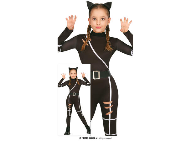 Sort kattekostyme til barn 1 Barnekostyme til jente - Str 10-12 År 
