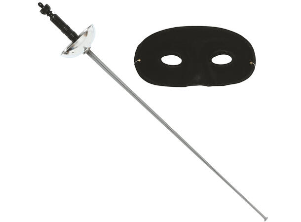 Sort øyemaske og korde 1 Maske og korde i PVC (63cm) 
