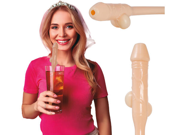 Stort sugerør - Penis 1 Sugerør i plast - 28cm 