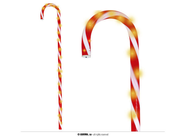 Sukkerstang med lys - Rød/hvit 1 Stang i PVC - 70cm 