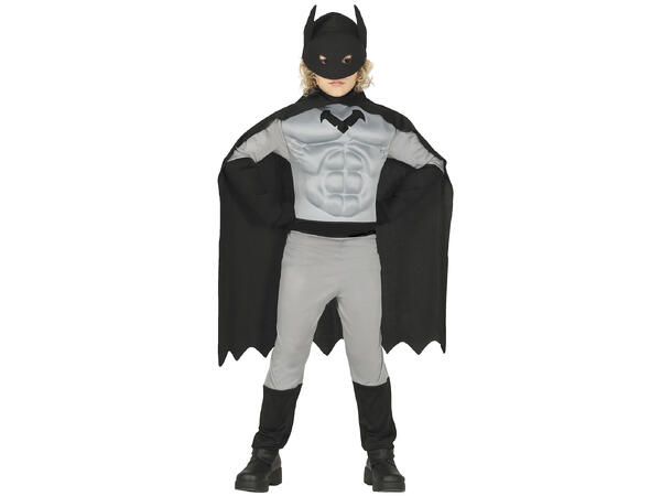 Superhelt - Flaggermusmann - Grå/sort 1 Barnekostyme til gutt - Str 10-12 År 