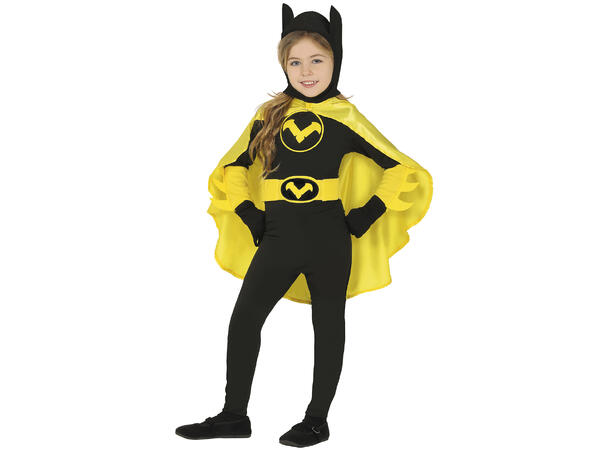 Superheltinne katt - Gul/Sort 1 Barnekostyme til jente - Str 5-6 År 