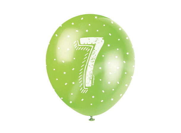 Superprint Premium 7 År - Assortert 5 Gummiballonger - 30cm (12")