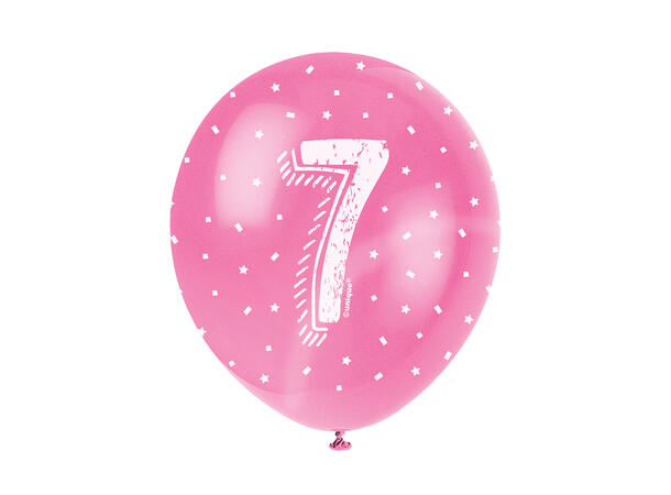 Superprint Premium 7 År - Assortert 5 Gummiballonger - 30cm (12")