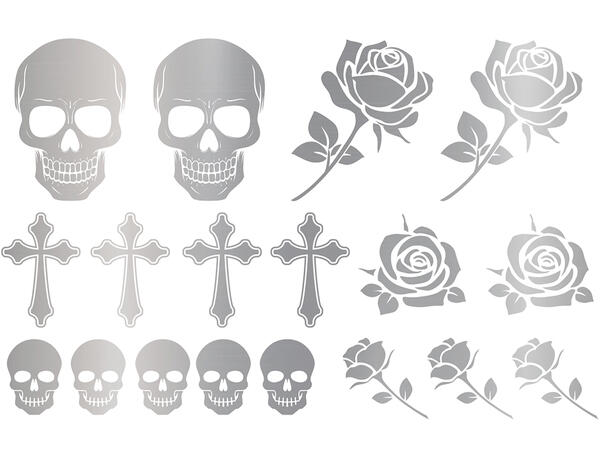 Tatoveringer - Sølv - Halloween 1 ark med tatovering - 15x11cm 