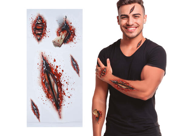 Tatoveringer - Åpent sår 1 Ark med tatoveringer - 30x14cm 