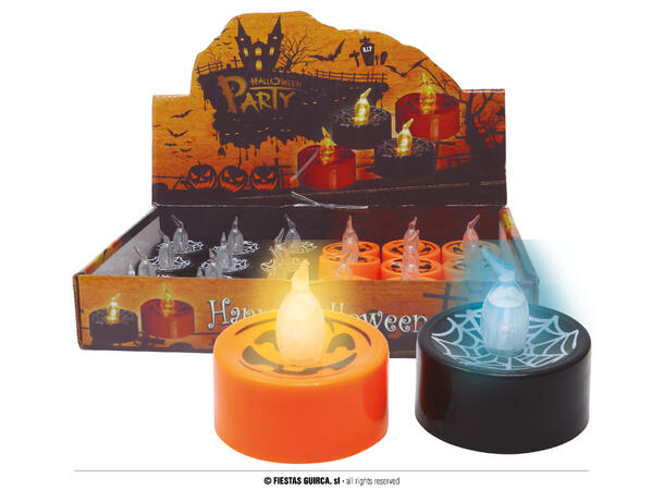 Telys med LED - 2 ass - Oransje og Sort Display med 24 LED telys - 4x4cm 