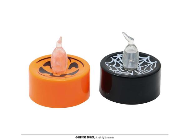 Telys med LED - 2 ass - Oransje og Sort Display med 24 LED telys - 4x4cm 