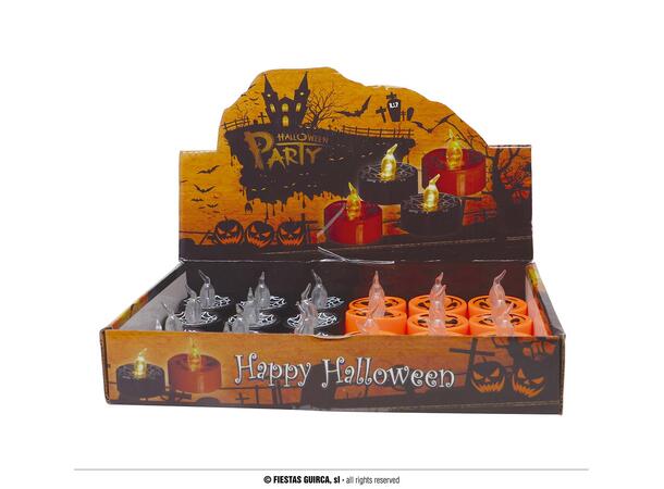 Telys med LED - 2 ass - Oransje og Sort Display med 24 LED telys - 4x4cm 