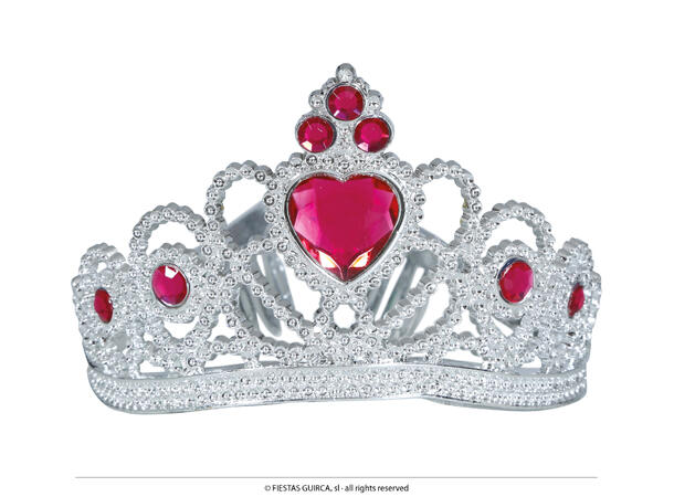 Tiara til barn - Sølv m/røde stener 1 Tiara til barn i PVC 