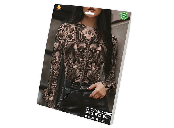 Topp med tatoveringseffekt  - Skjelett 1 Topp i polyester - Str 38-40 (M) 