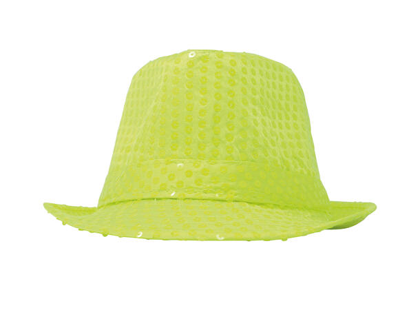 Trilbyhatt - Neon gul m/paljetter 1 Hatt til voksen - Onesize 