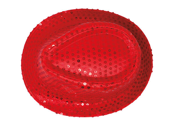 Trilbyhatt - Rød m/paljetter 1 Hatt til voksen - Onesize 