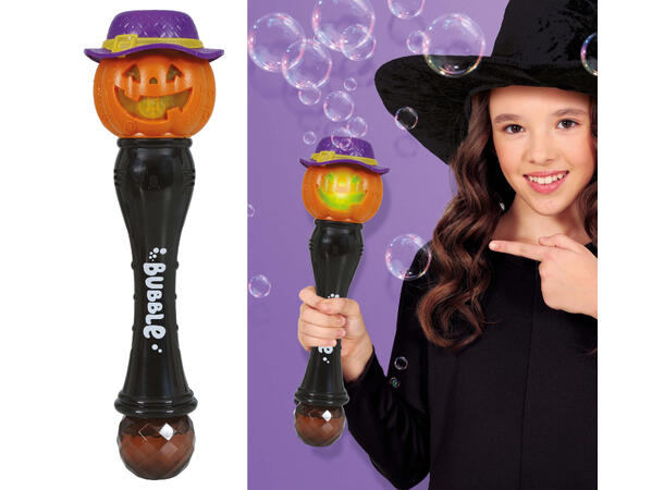 Tryllestav m/såpebobler & lys - Gresskar 1 Tryllestav i metall/PVC - 32cm 