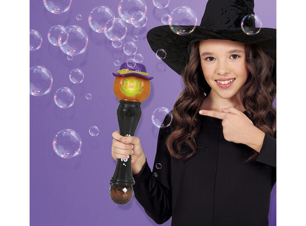 Tryllestav m/såpebobler & lys - Gresskar 1 Tryllestav i metall/PVC - 32cm 