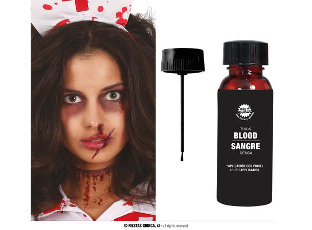 Tykt falskt blod m/børste 1 Flaske med falskt blod - 60ml 