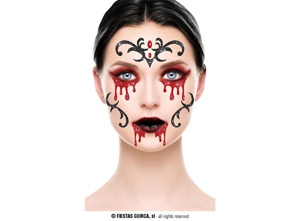 Vampyr - Glitter face 1 Ark m/Selvklebende maske - 13x15cm 