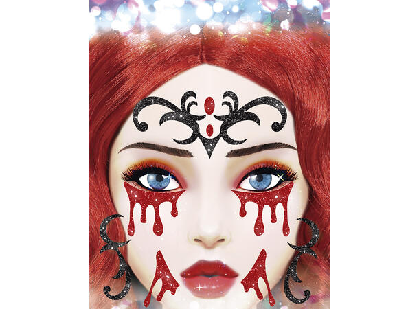 Vampyr - Glitter face 1 Ark m/Selvklebende maske - 13x15cm 