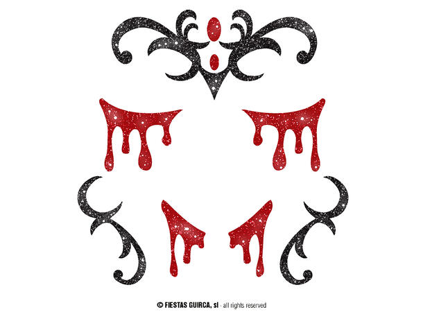 Vampyr - Glitter face 1 Ark m/Selvklebende maske - 13x15cm 