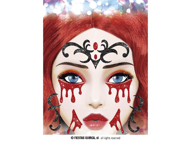 Vampyr - Glitter face 1 Ark m/Selvklebende maske - 13x15cm 