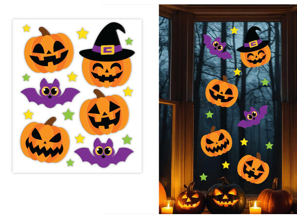 Vindusdekor - Gresskar - blodig 1 Vindusdekorasjon i gel - 40x50cm 