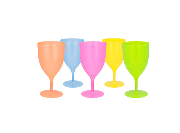 Vinglass i neonfarger - 5 farger ass 1 Vinglass i plast - 3,5dl 