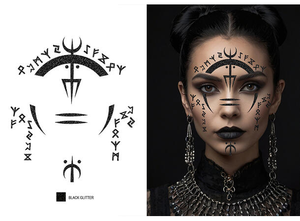 Voodoo - Glitter face 1 Ark m/Selvklebende maske - 13x15cm 