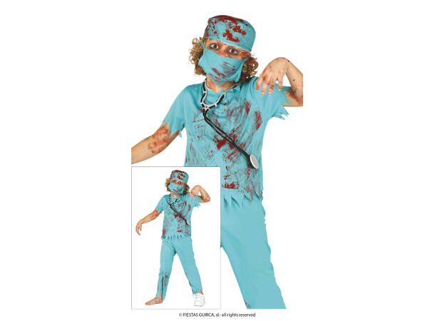 Zombie kirurg - Gutt 1 Kostyme til barn - 5-6 år (119 cm) 