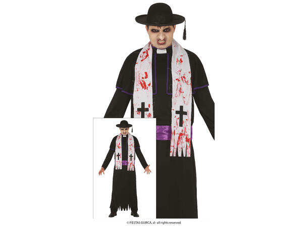Zombie prest - Prestekappe, belte, hatt 1 Herrekostyme - str 52-54 (L) 