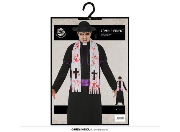 Zombie prest - Prestekappe, belte, hatt 1 Herrekostyme - str 52-54 (L) 