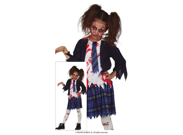 Zombie skoleelev - Jente 1 Kostyme til barn - 7-9 år (133 cm) 