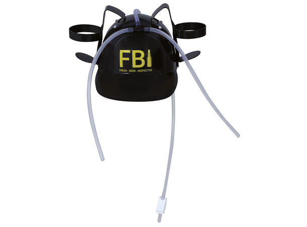 Ølhjelm - Sort- "FBI" 1 Hjelm m/holder til mann - Onesize 