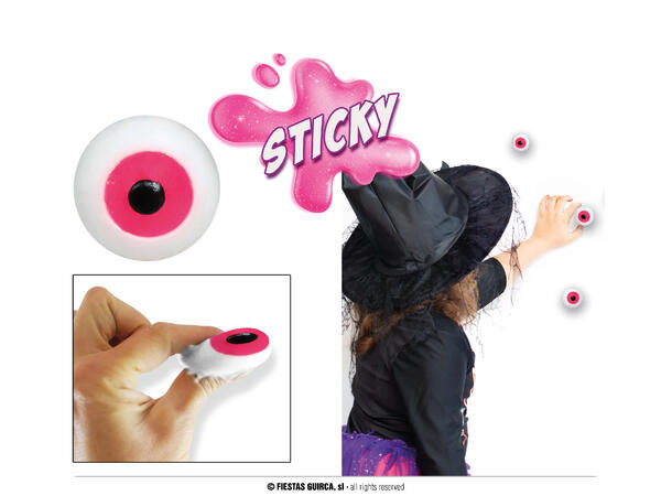 Øyeepler i myk gummi - Assorterte farger Display med 48 øyne i gummi - 2cm 