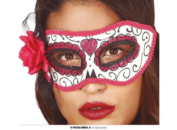 Øyemaske - Day of The Dead - Rosa 1 Maske i PVC 