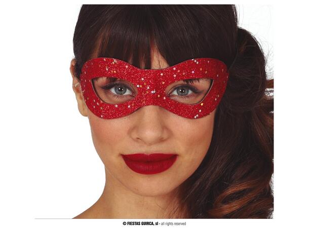 Øyemaske - Rød glitter 1 Maske i polyester 