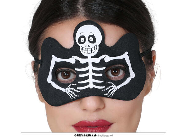 Øyemaske - sort med skjelett 1 Maske i polyester 