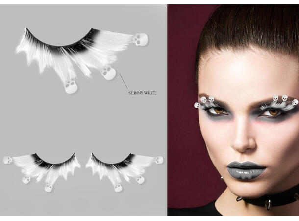 Øyevipper - Hvite m/hodeskaller 1 par øyevipper 