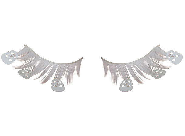 Øyevipper - Hvite m/hodeskaller 1 par øyevipper 