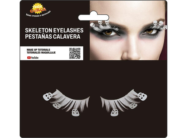 Øyevipper - Hvite m/hodeskaller 1 par øyevipper 