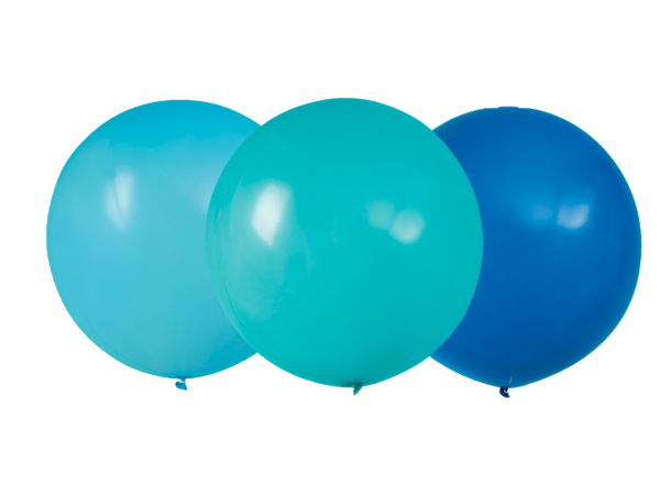 Ballonger - Lys+Mørk Turkis og Mørk Blå 3 Gummiballonger - 60cm (24")