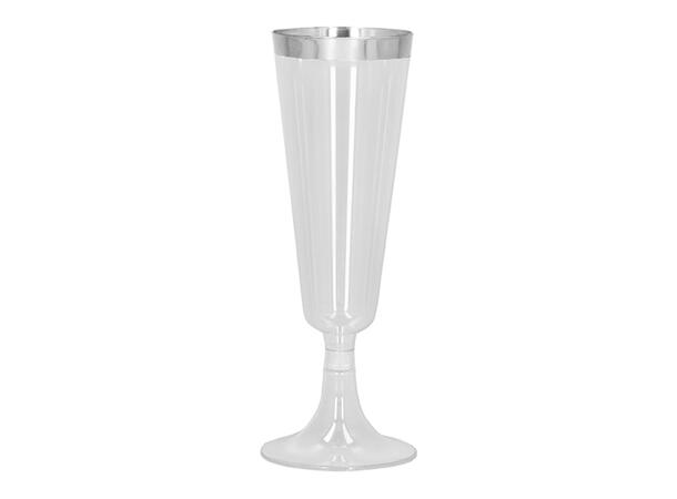Champagneglass med sølvkant 4 Plastglass - 14cl 