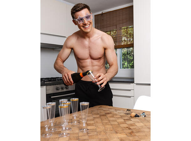 Champagneglass med sølvkant 4 Plastglass - 14cl 