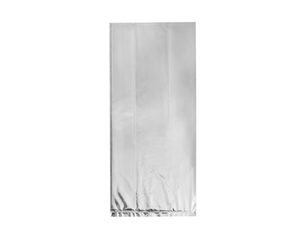 Ensfarget Sølv Folie 10 Cellofanposer - 28x13cm, inkl lukkere