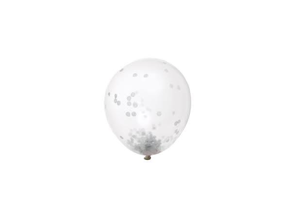 Konfettiballonger - Gjennomsiktig Sølv 6 Konfettiballonger - 30cm (12")