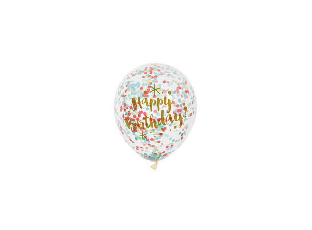 Konfettiballonger - Happy BirthdayGull 6 Konfettiballonger - 30cm (12")