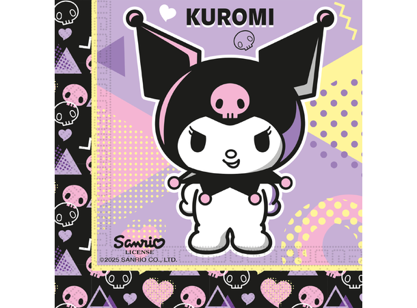 Kuromi Pop Art 20 Tolags papirservietter - 33x33cm 