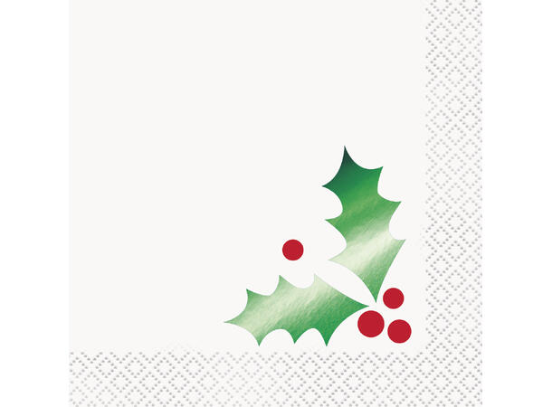 Merry Christmas - Grønn 16 Drikkeservietter - 25x25cm