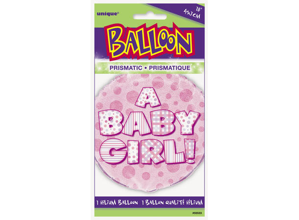 Prismatisk A Baby Girl 1 Folieballong - 46cm(18")