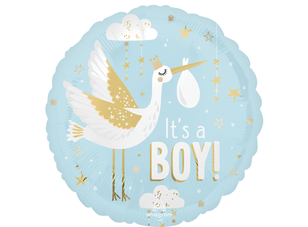 Satin Special Delivery Baby Boy 1 Folieballong - Rund - 18" (43cm) 